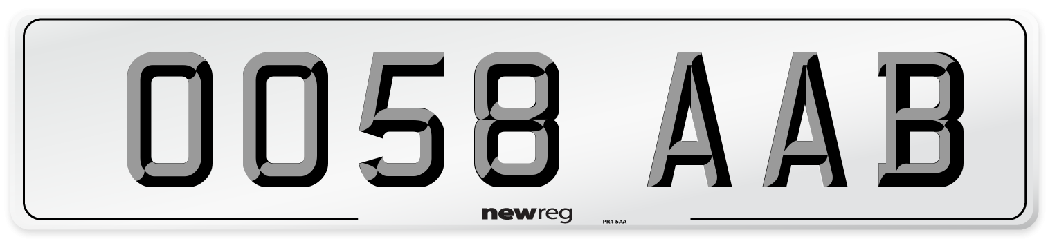 OO58 AAB Number Plate from New Reg
